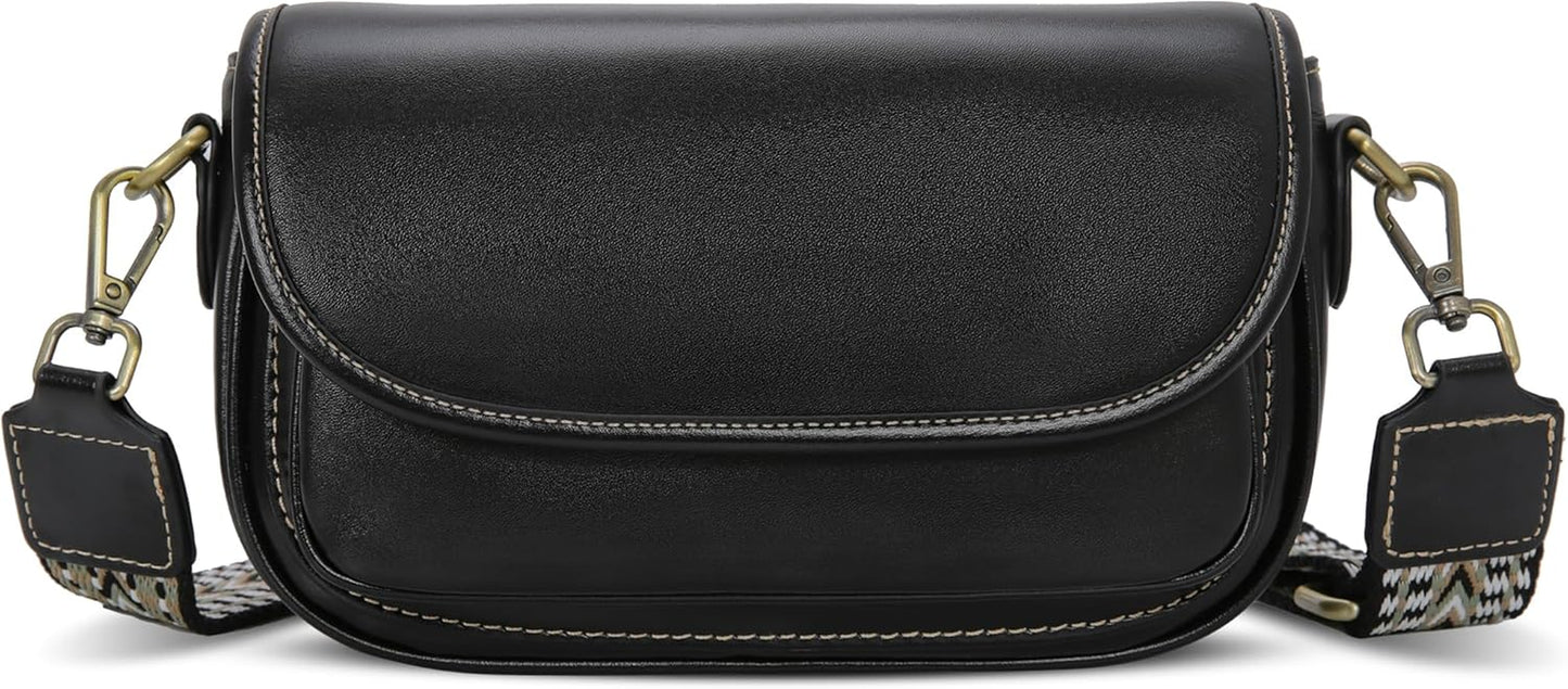 Leather Crossbody Bags for Women Trendy Shoulder Bag with Guitar Strap Stylish Ladies Purses Satchel Handbags Travel