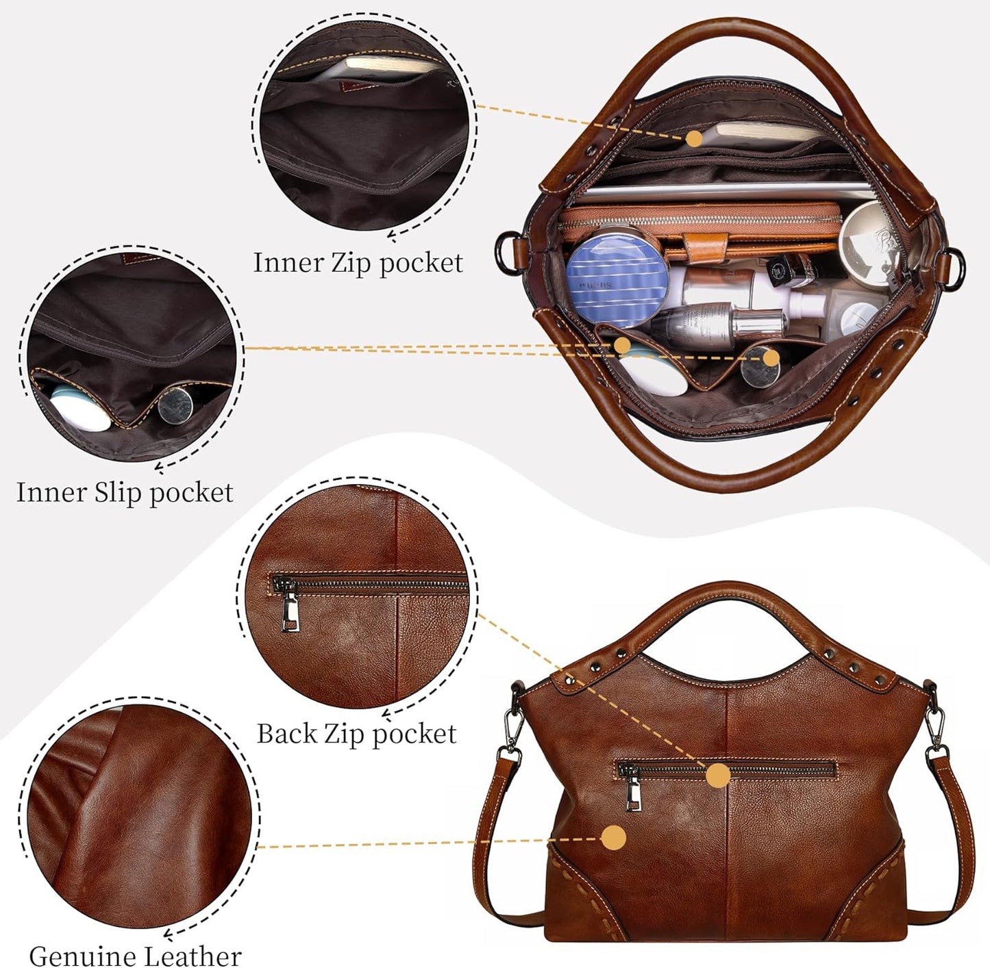 Leather Purses for Women Satchel Bag Designer Handbag Vintage Top Handle Purse Crossbody Bag Hobo Handbags