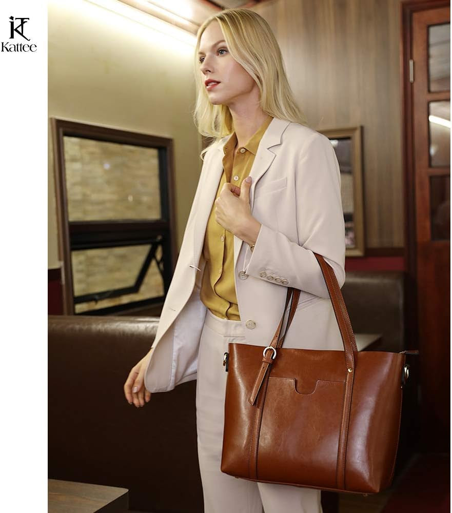 Genuine Leather Women Tote Bag Soft Handbags Vintage Shoulder Purses Fashion Top Handle Bag Large Capacity