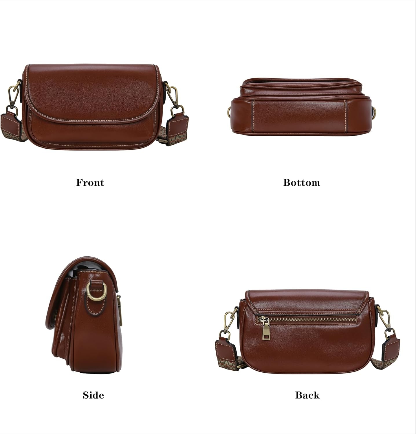 Leather Crossbody Bags for Women Trendy Shoulder Bag with Guitar Strap Stylish Ladies Purses Satchel Handbags Travel