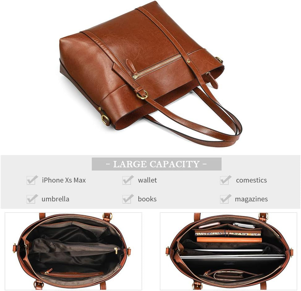 Genuine Leather Women Tote Bag Soft Handbags Vintage Shoulder Purses Fashion Top Handle Bag Large Capacity