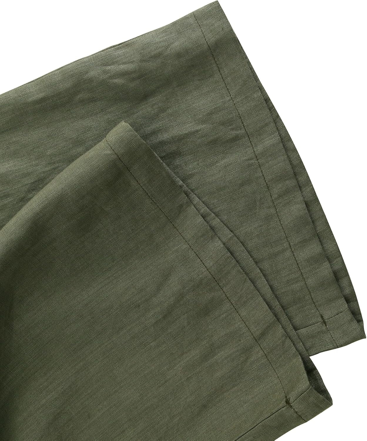 Womens Pure Linen Summer Drawstring Flowy Wide Leg Pants with Pockets