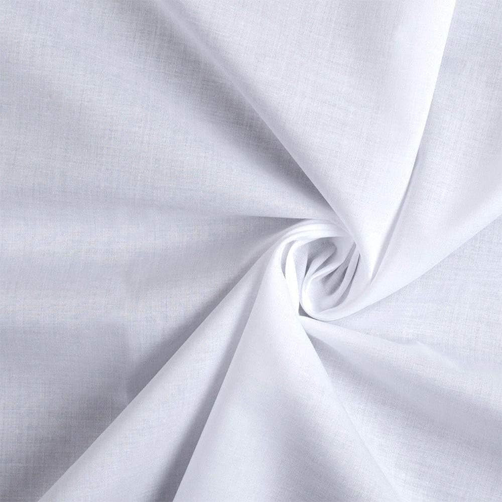 | Cotton Lawn Fabric | Lining Fabric | 100% Cotton | Thin | 58" Wide | Sewing, Air Feel Layer | Cloth, Solid (White, 2 Yard)