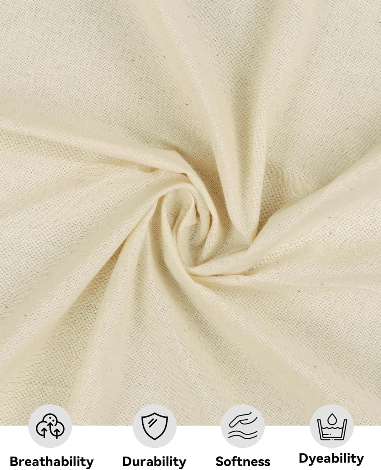 Light Weight 100% Cotton Muslin Fabric: 63 Inch X 2,5,10 Yards Unbleached Muslin Linen Fabric Material for Sewing Material Apparel Cloth
