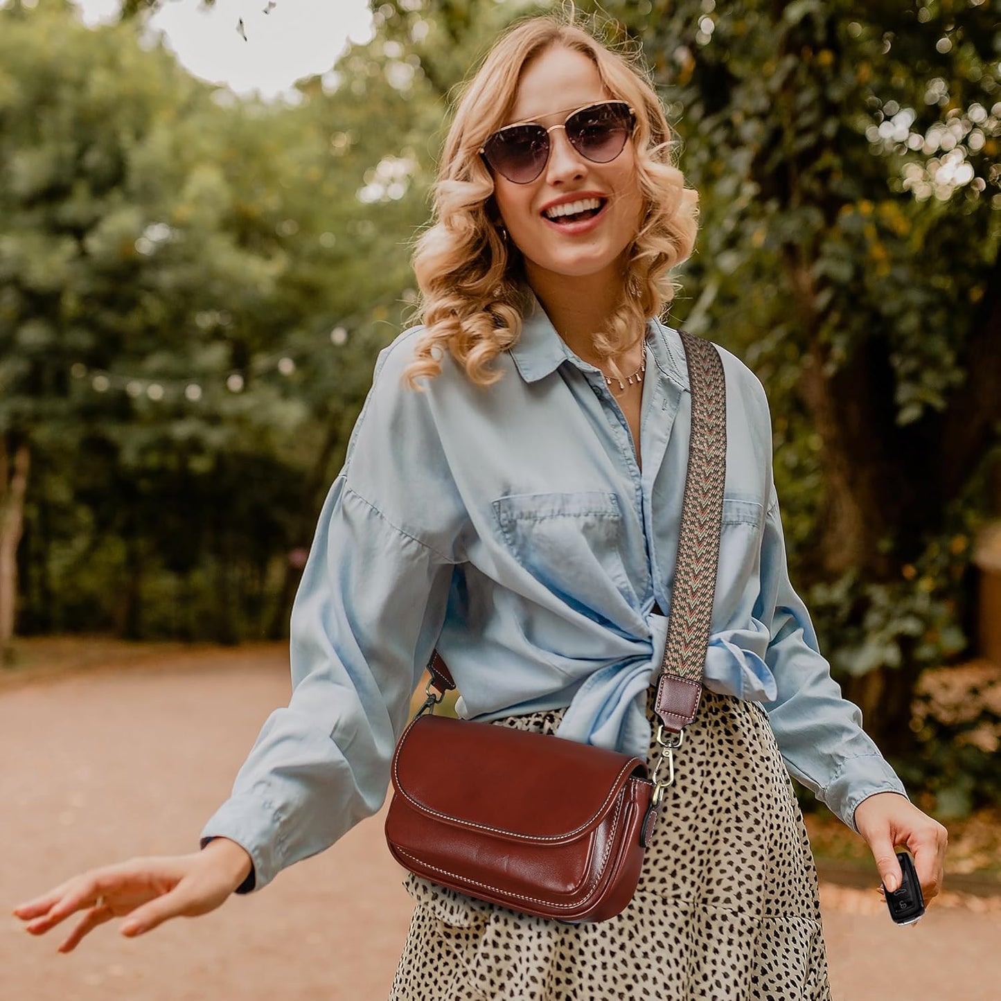 Leather Crossbody Bags for Women Trendy Shoulder Bag with Guitar Strap Stylish Ladies Purses Satchel Handbags Travel