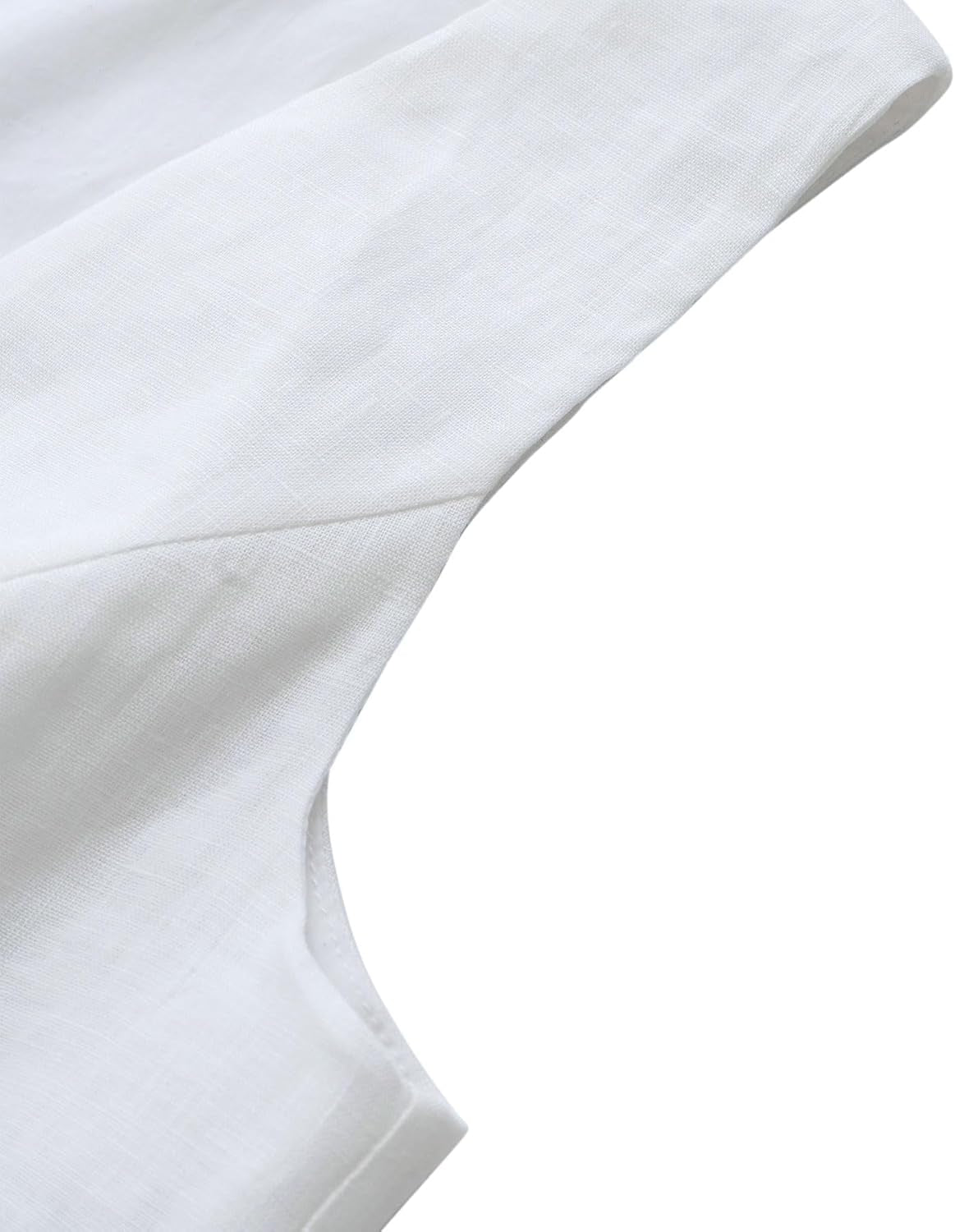 Women'S 100% Linen Tie Front Crop Tops Sleeveless Summer Casual Vest