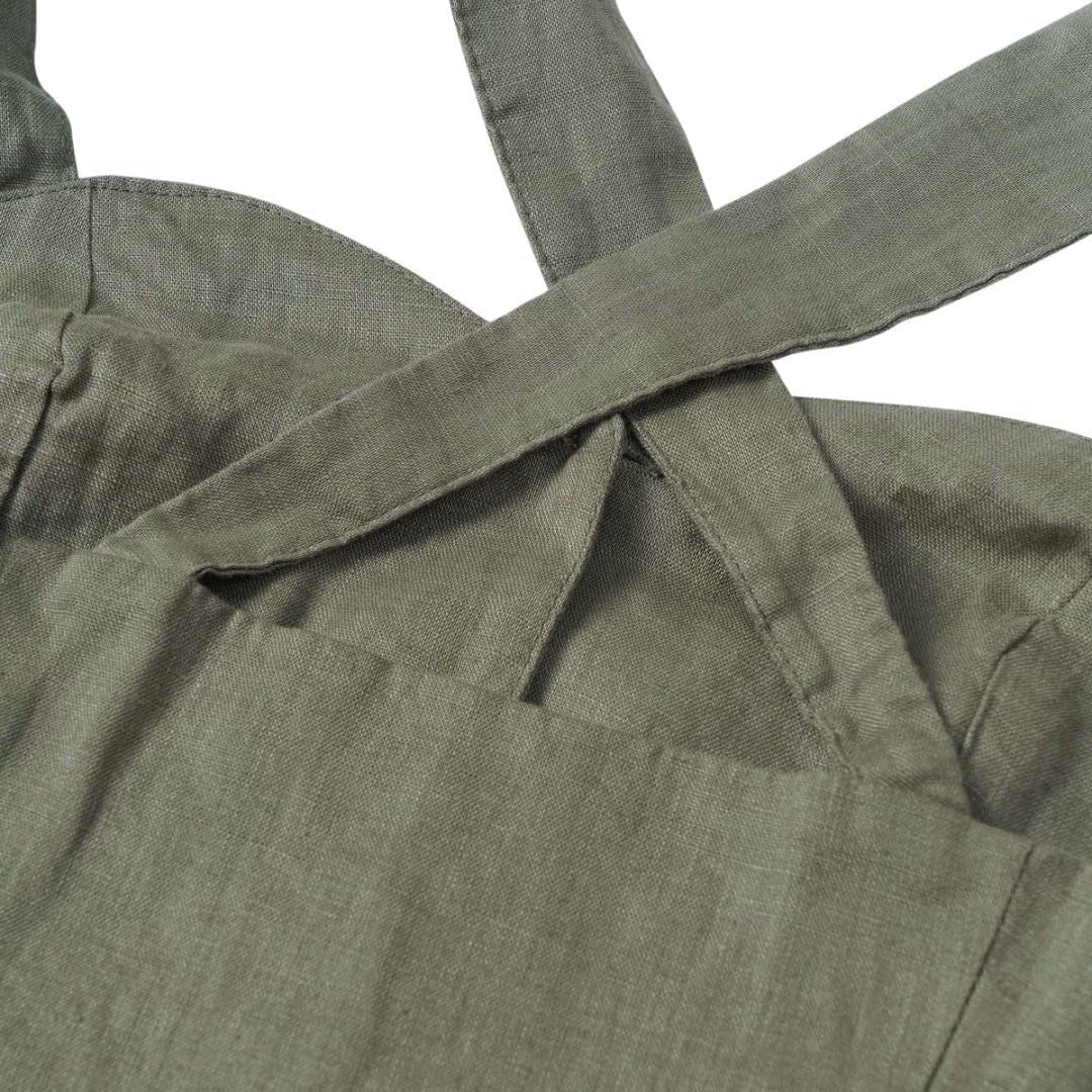 Women'S 100% Linen Button down Back Cross Crop Top Sleeveless Blouse