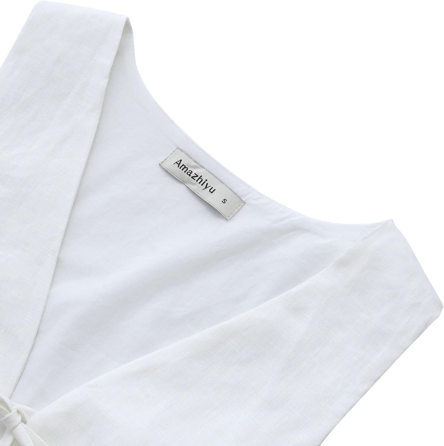 Women'S 100% Linen Tie Front Crop Tops Sleeveless Summer Casual Vest