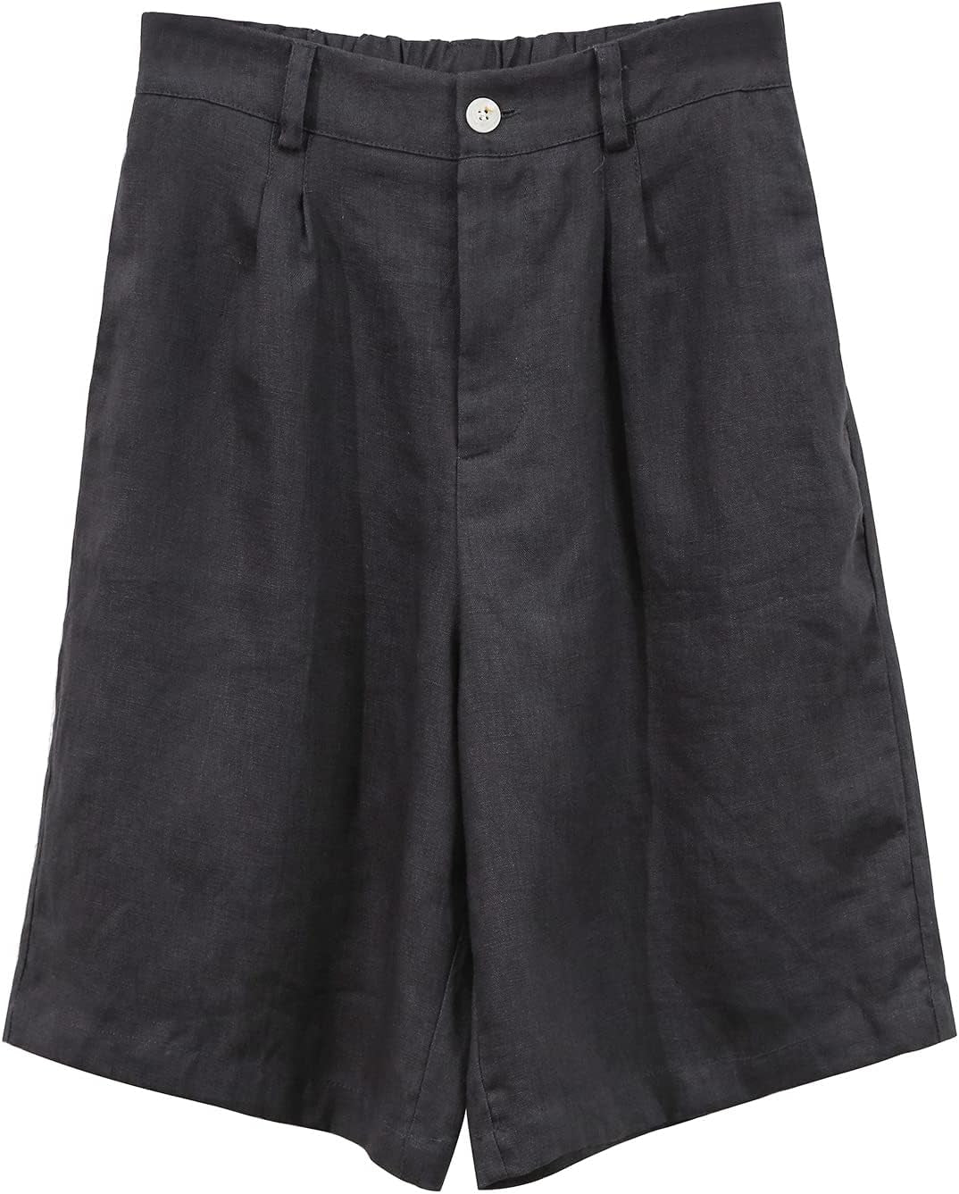 Womens Pure Linen High Waisted Bermuda Lounge Shorts Casual Summer