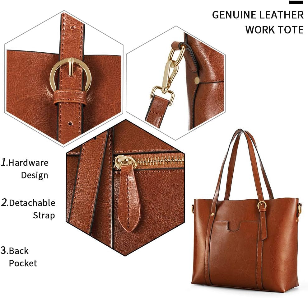 Genuine Leather Women Tote Bag Soft Handbags Vintage Shoulder Purses Fashion Top Handle Bag Large Capacity