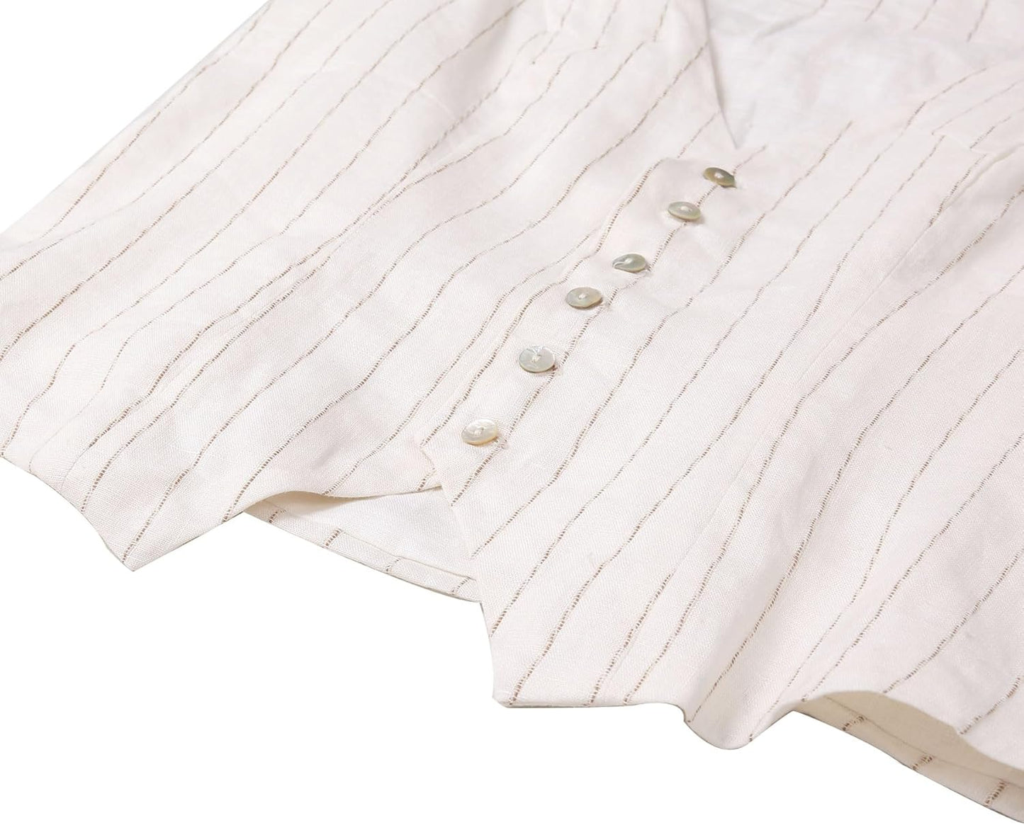 Womens Pure Linen Sleeveless Button down Crop Top V Neck Waistcoat Vest