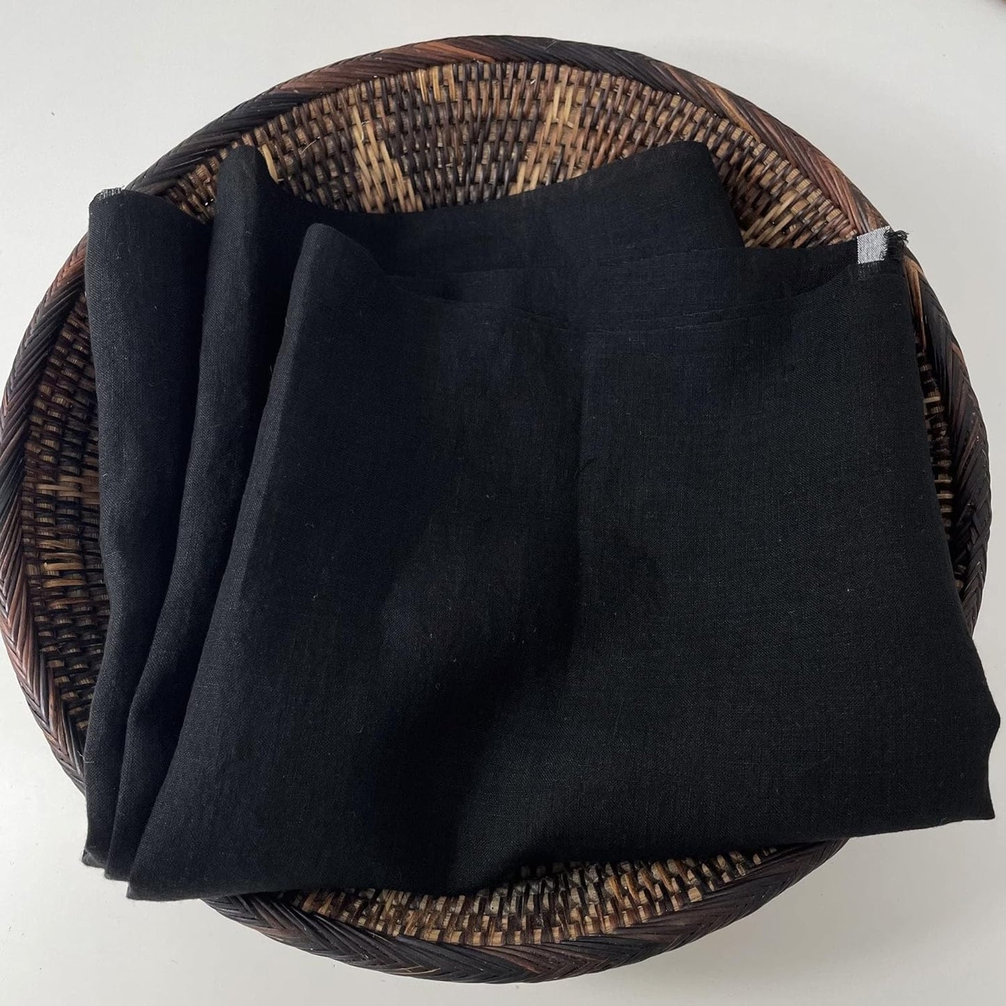 Black Lightweight High Twisted Linen Fabric | Versatile & Durable Material for Stylish Creations - Ideal for Sewing & Home Decor