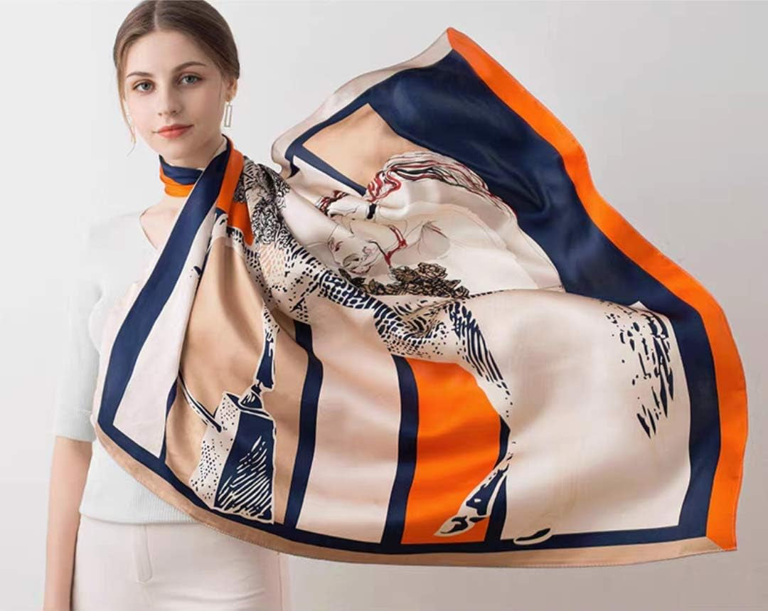 100% Pure Mulberry Silk Scarf 35" Large Square Lightweight Headscarf –Women’S Hair Wraps-With Gift Packed