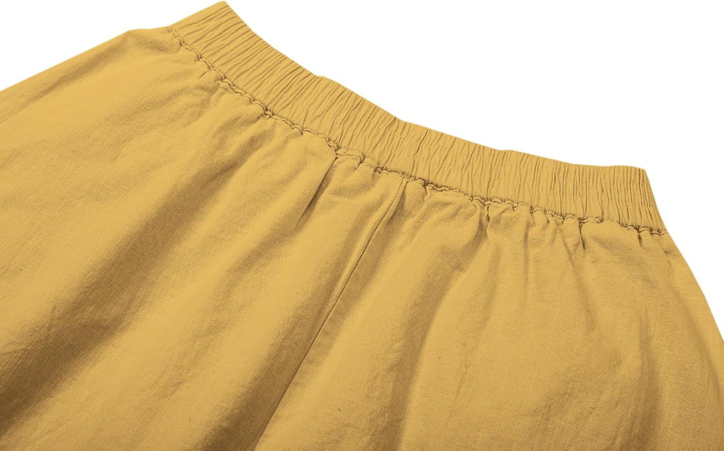 Women'S Cotton Linen Midi Skirt with Pockets Casual Flowy Swing Elastic High Waist A-Line Long Boho Skirts