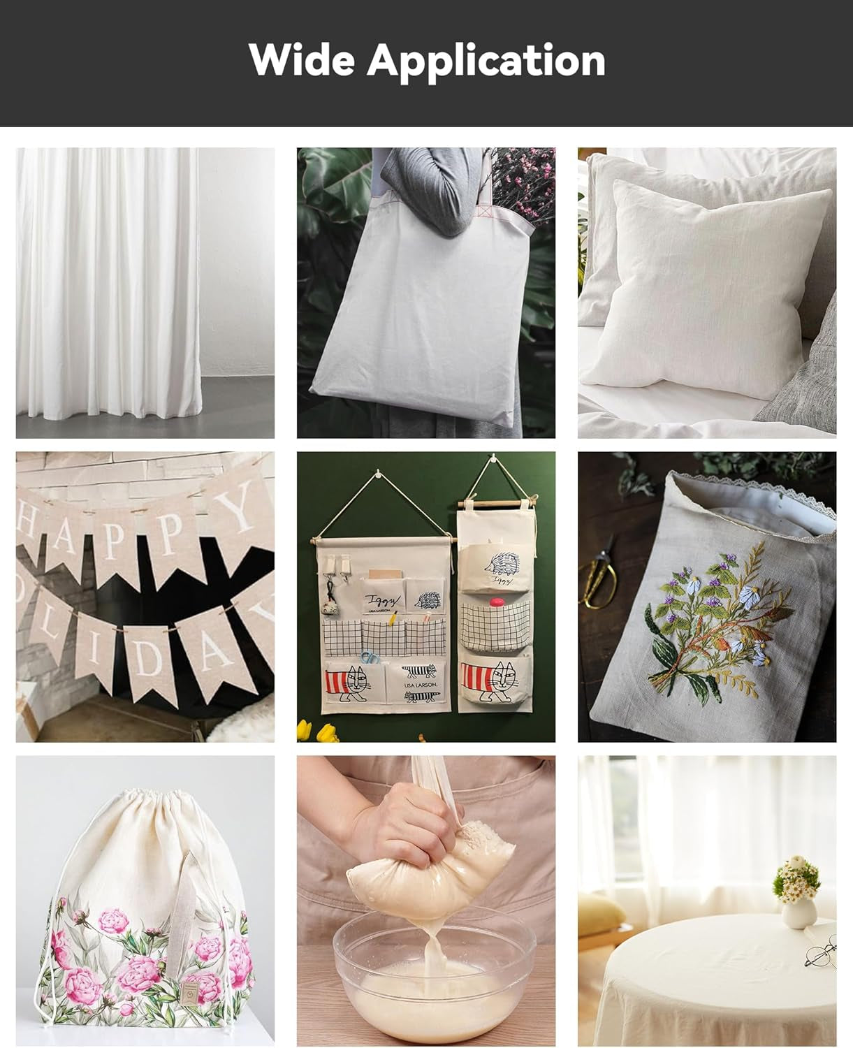 Light Weight 100% Cotton Muslin Fabric: 63 Inch X 2,5,10 Yards Unbleached Muslin Linen Fabric Material for Sewing Material Apparel Cloth