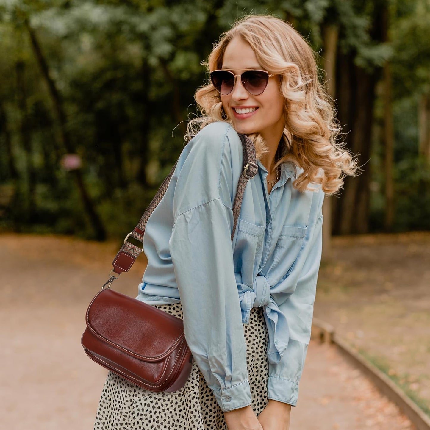 Leather Crossbody Bags for Women Trendy Shoulder Bag with Guitar Strap Stylish Ladies Purses Satchel Handbags Travel