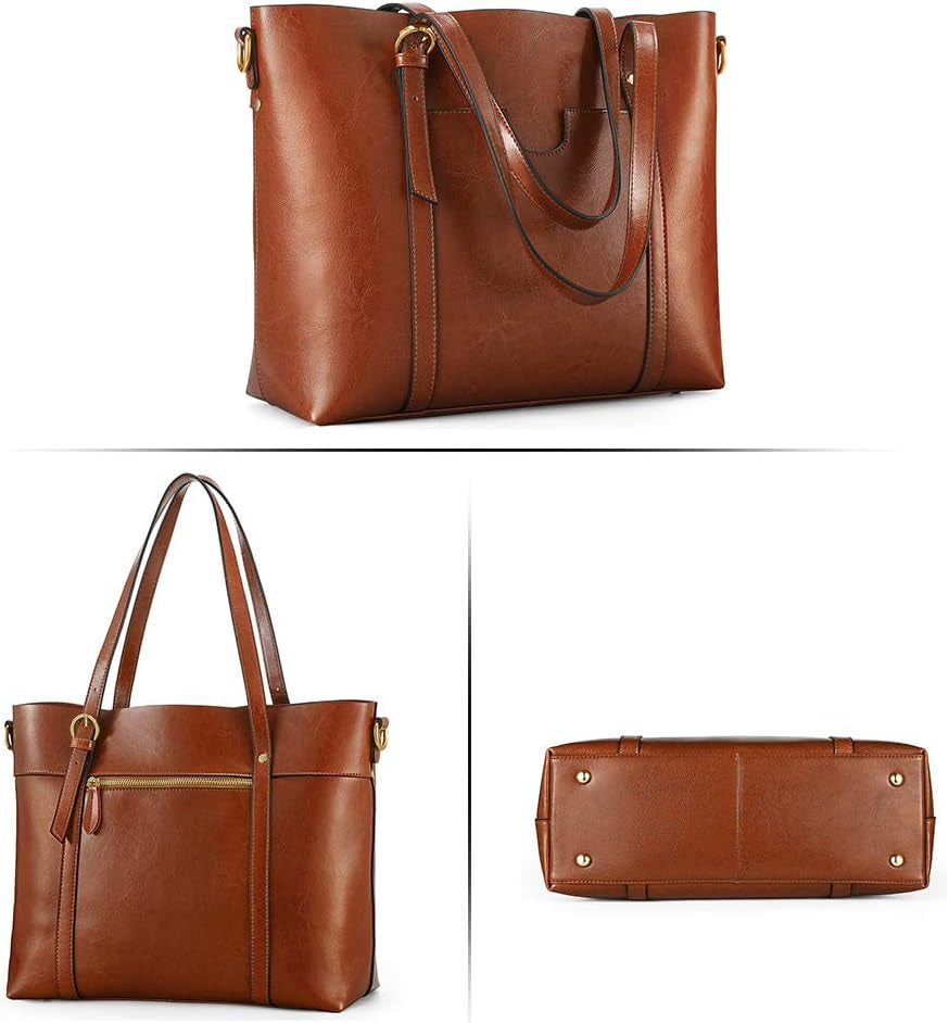 Genuine Leather Women Tote Bag Soft Handbags Vintage Shoulder Purses Fashion Top Handle Bag Large Capacity