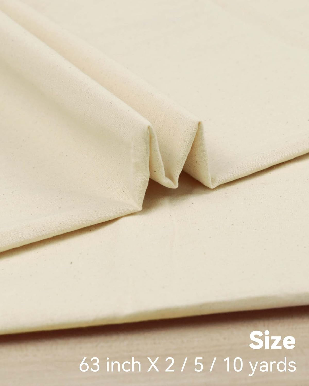 Light Weight 100% Cotton Muslin Fabric: 63 Inch X 2,5,10 Yards Unbleached Muslin Linen Fabric Material for Sewing Material Apparel Cloth