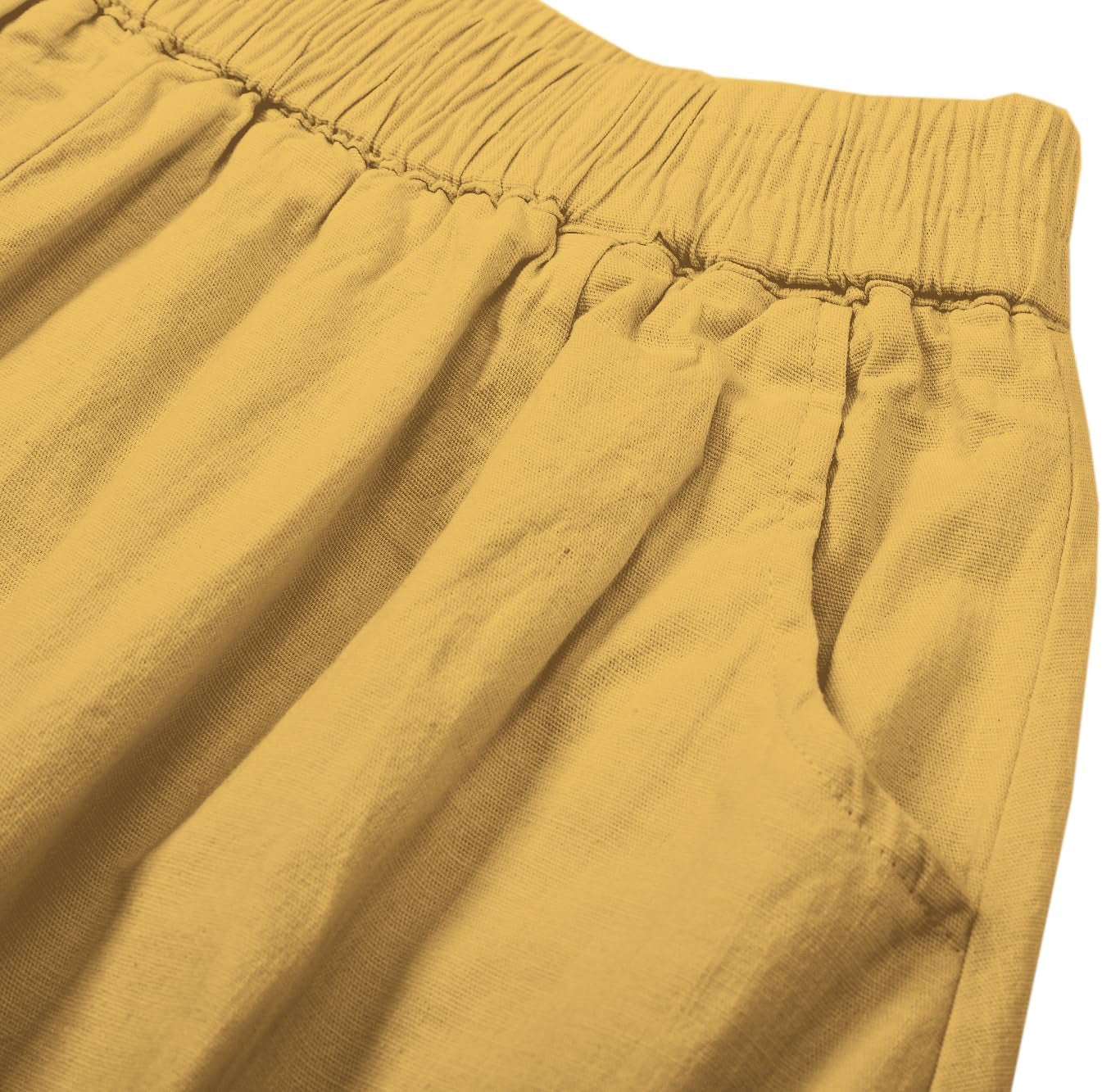 Women'S Cotton Linen Midi Skirt with Pockets Casual Flowy Swing Elastic High Waist A-Line Long Boho Skirts
