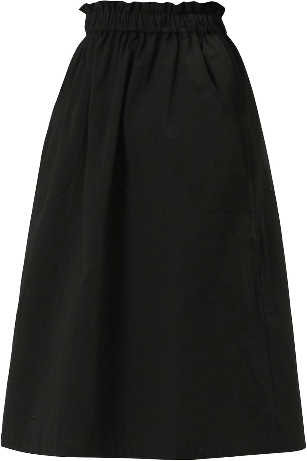 Women'S Cotton A-Line Skirt Elastic Waist Casual Peasant Midi Skirts with Pockets