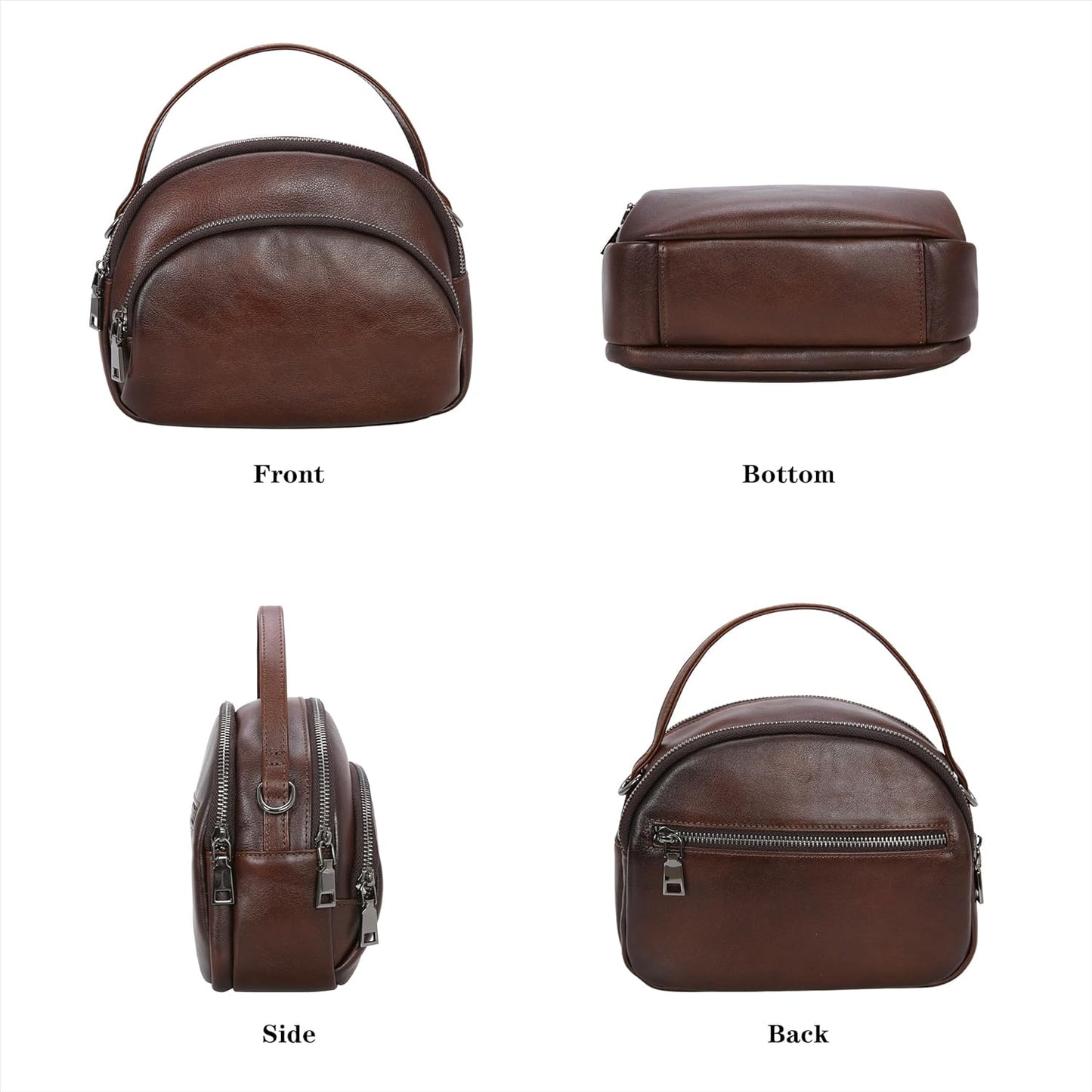 Genuine Leather Crossbody Bags Leather Purses for Women Vintage Small Shoulder Handbags with Multi-Pockets
