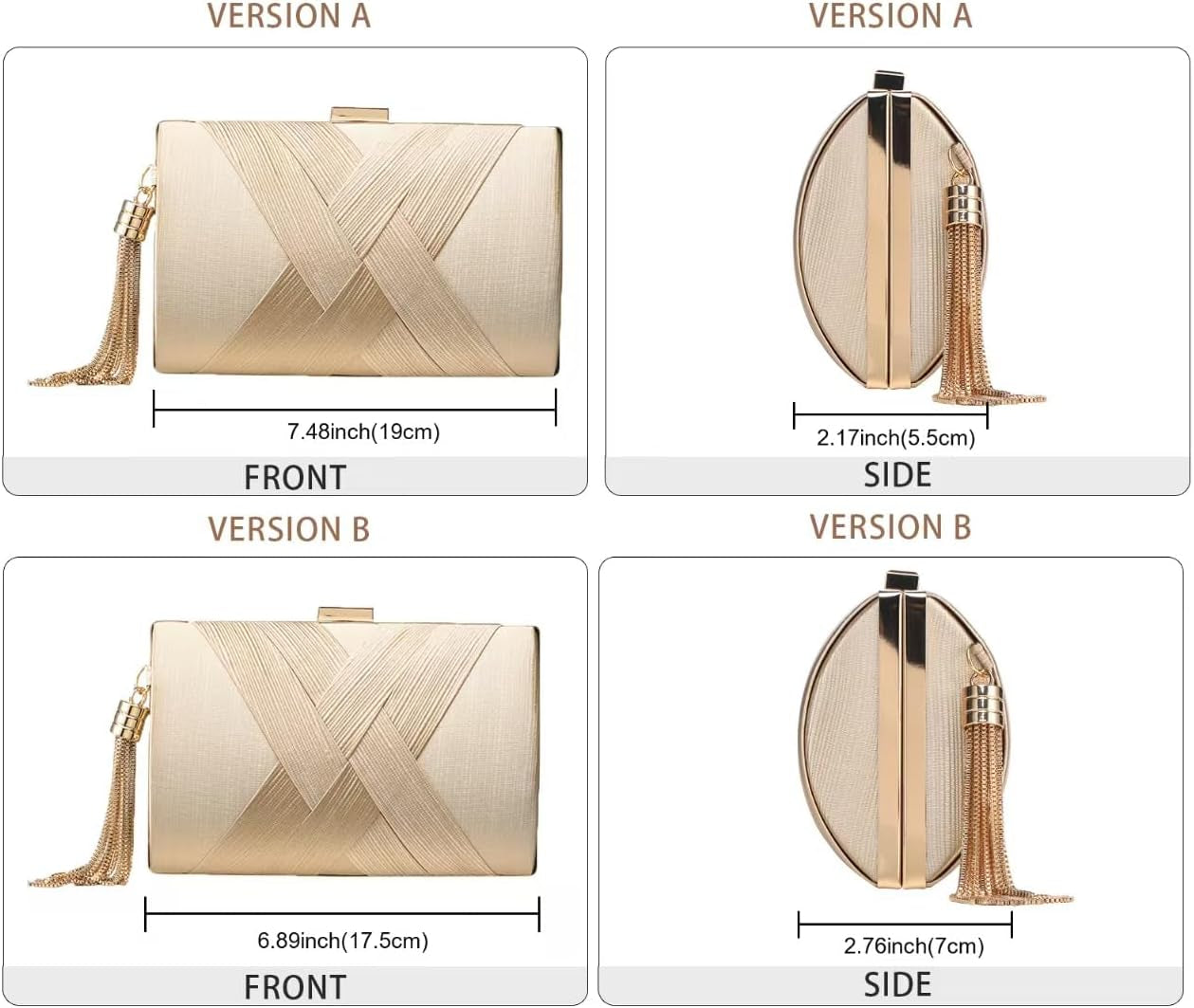 Clutch Purses for Women Tassel Evening Clutch Bag Cross Body & Shoulder Bag for Wedding Night Out Party