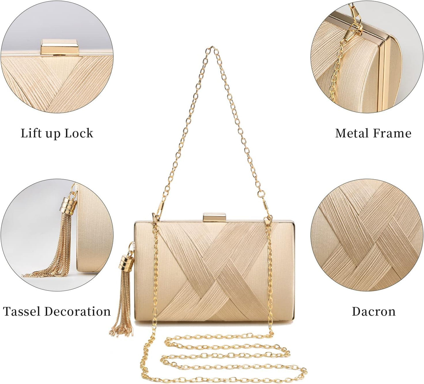 Clutch Purses for Women Tassel Evening Clutch Bag Cross Body & Shoulder Bag for Wedding Night Out Party