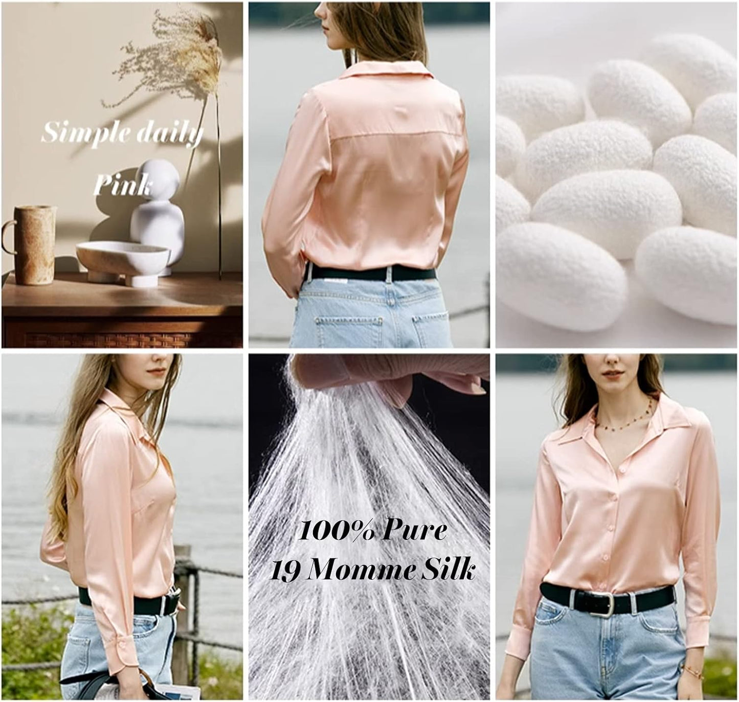 Silk Blouses for Women Elegant Tops Summer Spring Shirts Mulberry Silk Button down Shirt