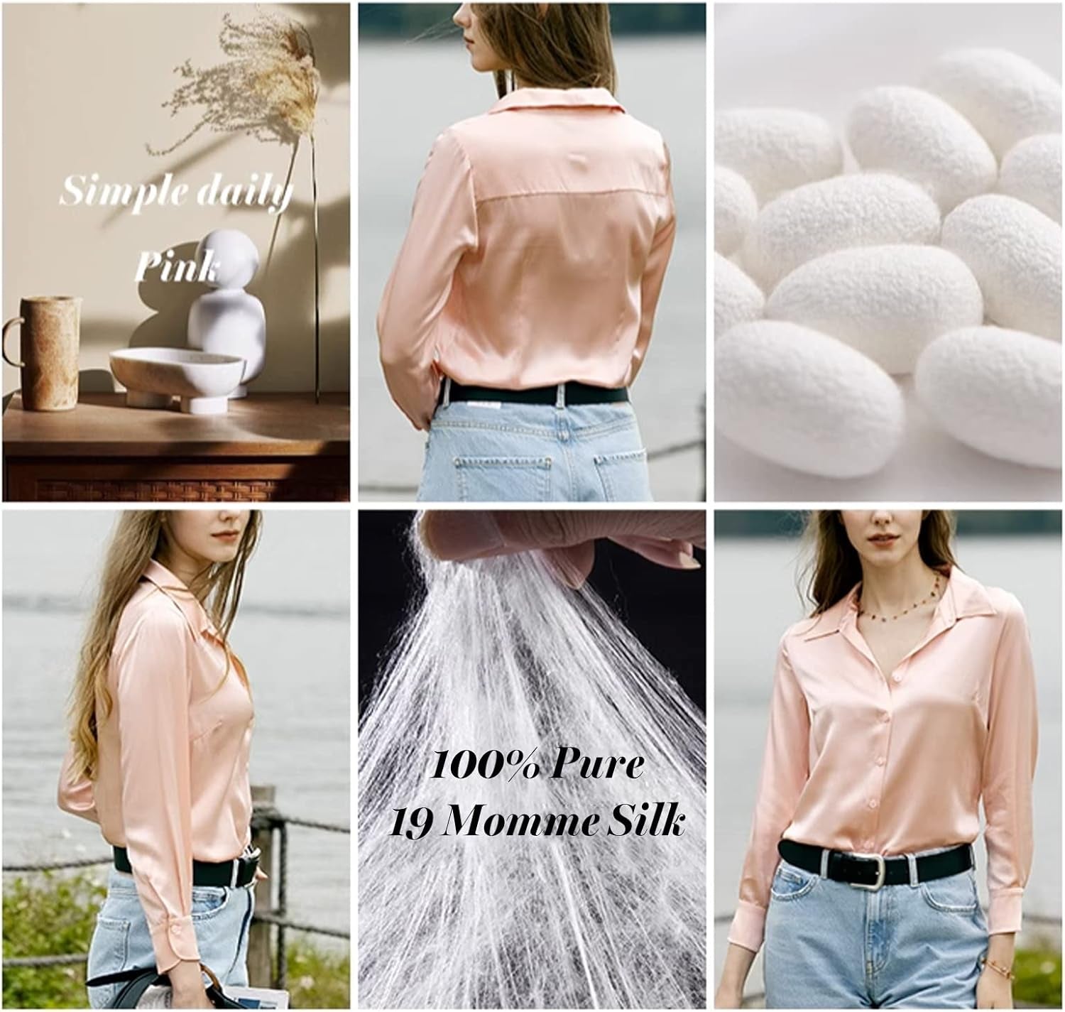 Silk Blouses for Women Elegant Tops Summer Spring Shirts Mulberry Silk Button down Shirt