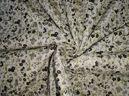 100% Cotton Mull Fabric Floral Grey Print 44" Wide