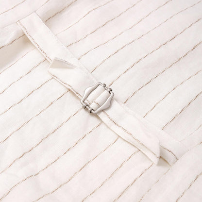 Womens Pure Linen Sleeveless Button down Crop Top V Neck Waistcoat Vest