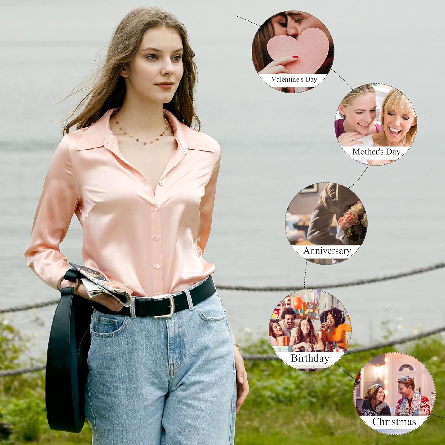 Silk Blouses for Women Elegant Tops Summer Spring Shirts Mulberry Silk Button down Shirt