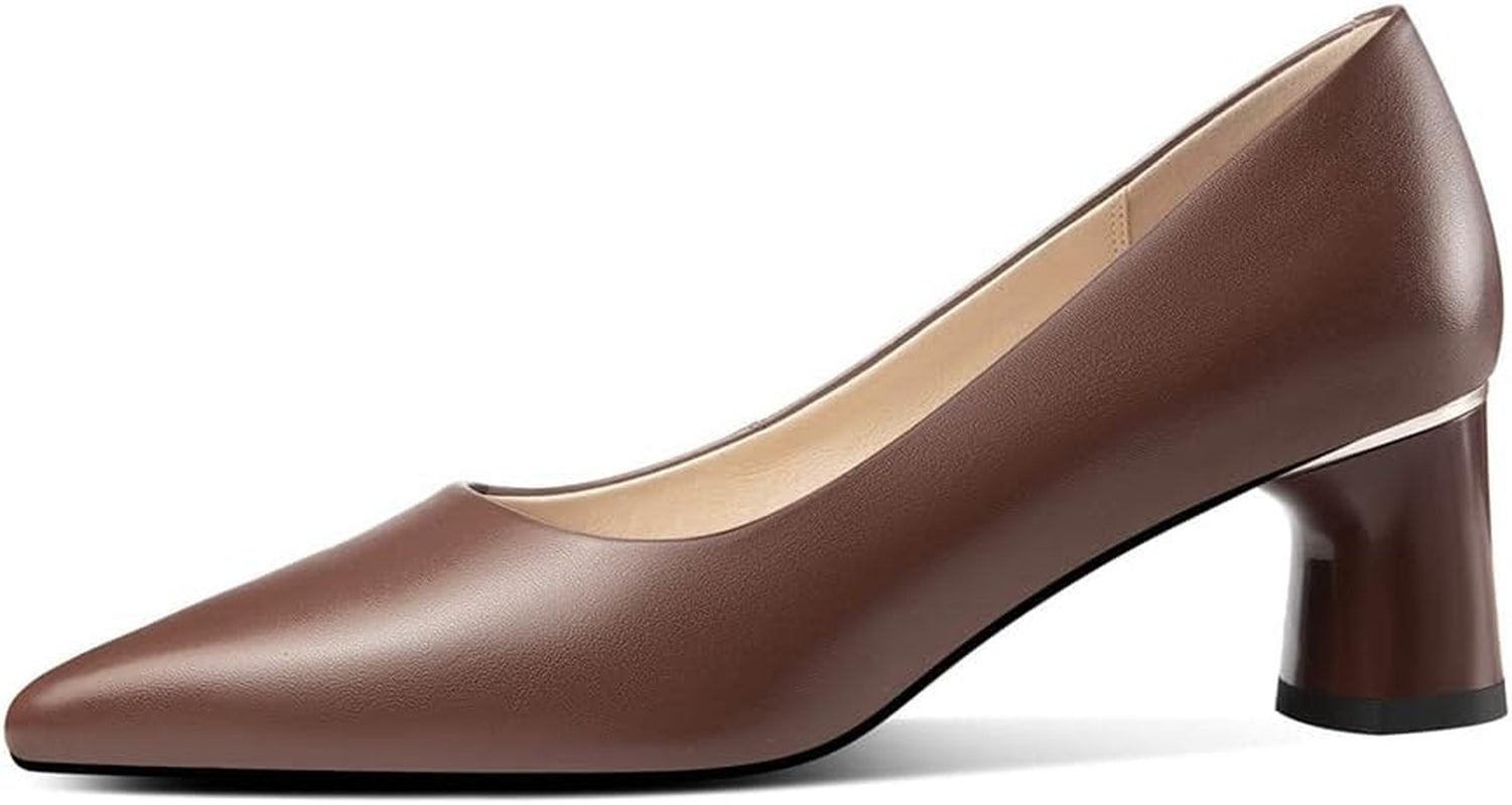 Genuine Leather Pointed Toe Handmade Cone Heels Women'S Pumps Shoes