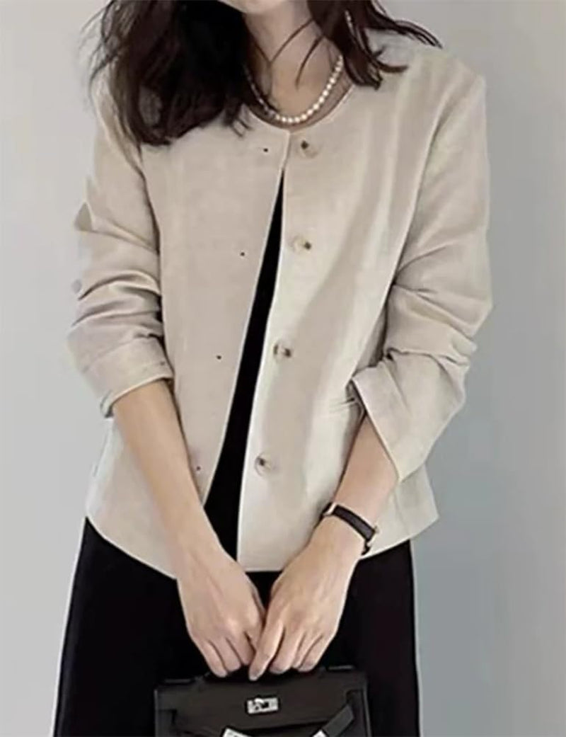 Womens Linen Jackets Spring Summer Lightweight Linen Blazer Cardigan Tops
