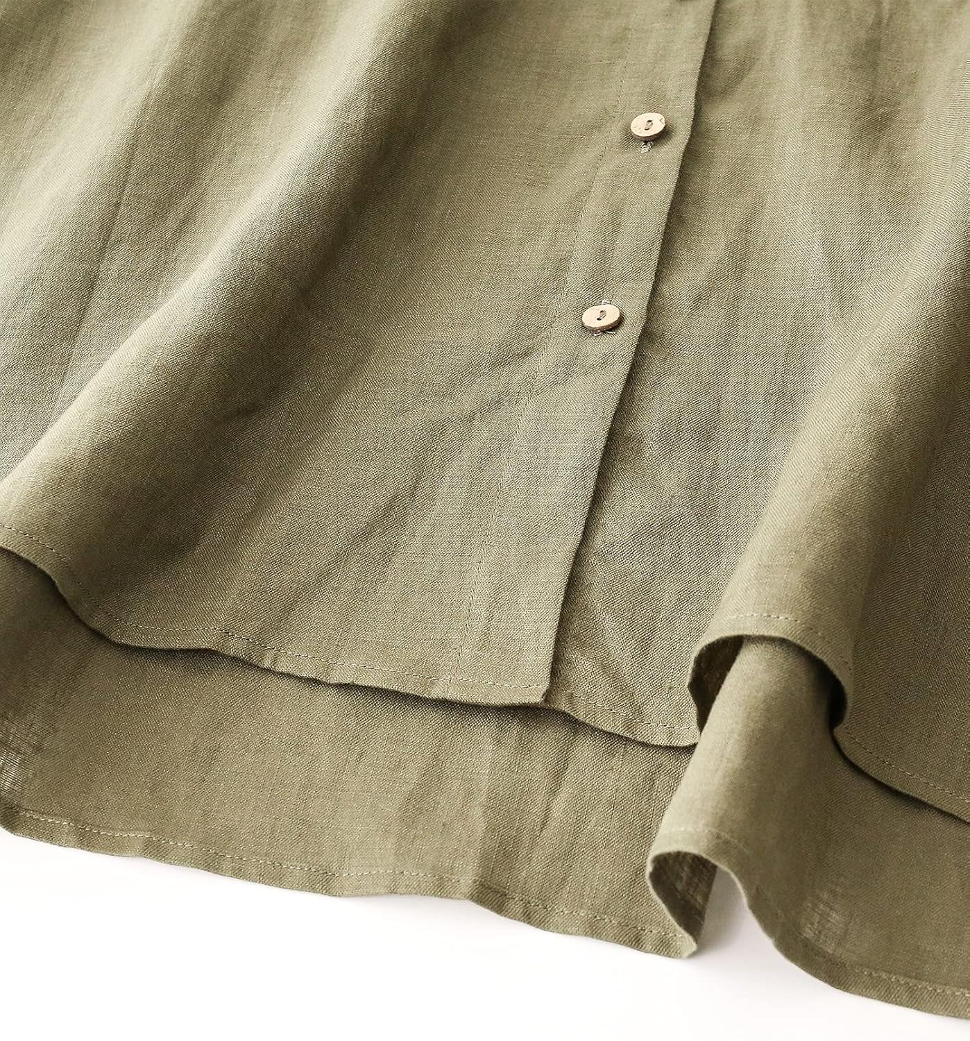 Womens 100% Linen Long Sleeves Button down Shirt Summer Casual Tops with Pocket