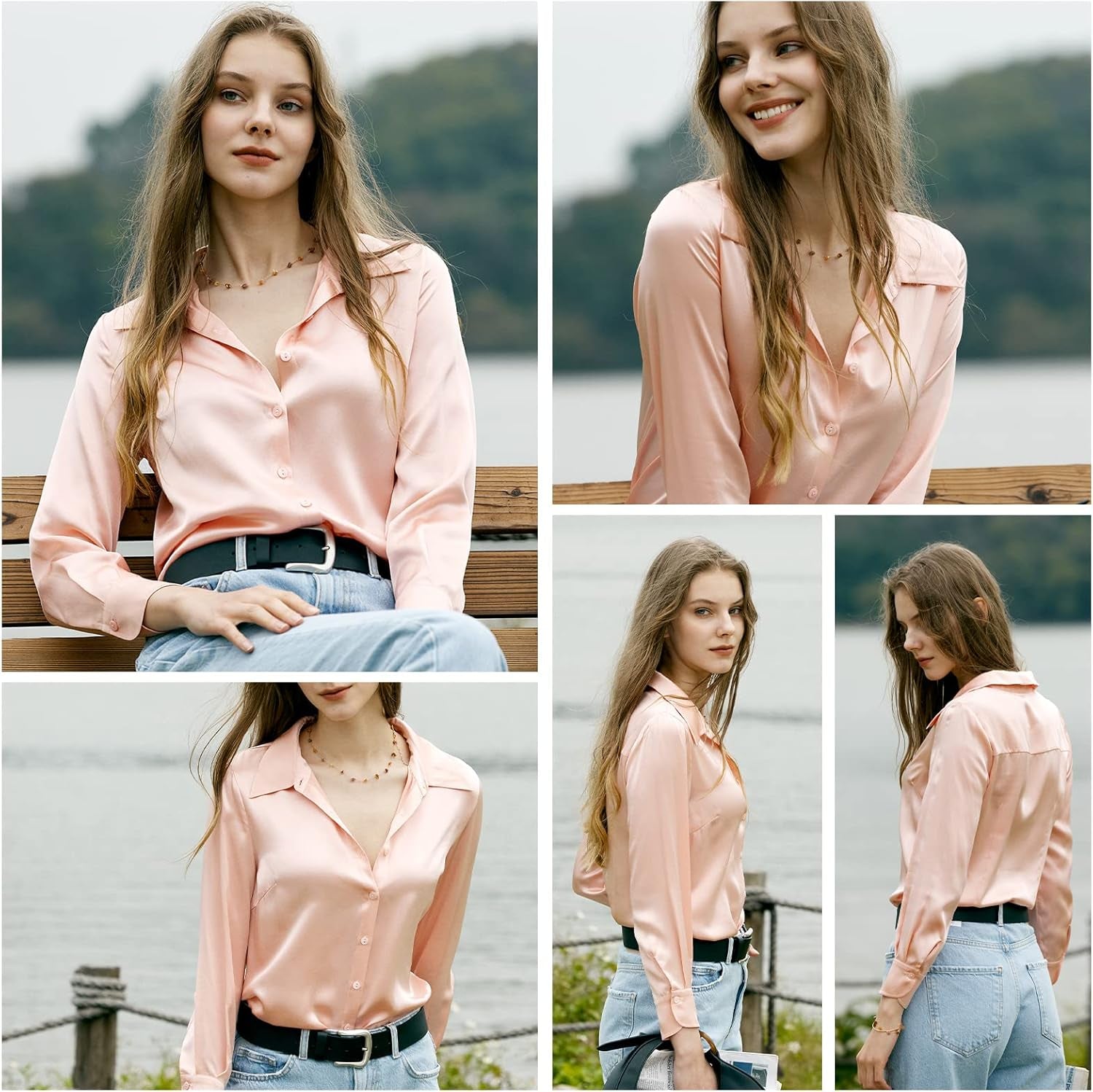 Silk Blouses for Women Elegant Tops Summer Spring Shirts Mulberry Silk Button down Shirt