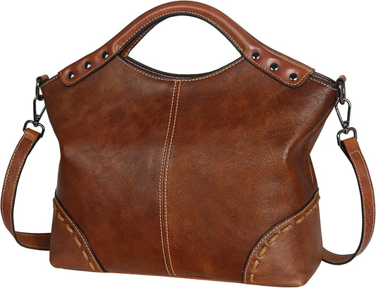 Leather Purses for Women Satchel Bag Designer Handbag Vintage Top Handle Purse Crossbody Bag Hobo Handbags