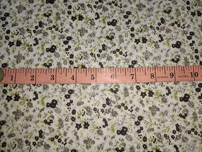100% Cotton Mull Fabric Floral Grey Print 44" Wide