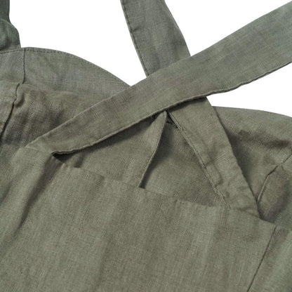 Women'S 100% Linen Button down Back Cross Crop Top Sleeveless Blouse