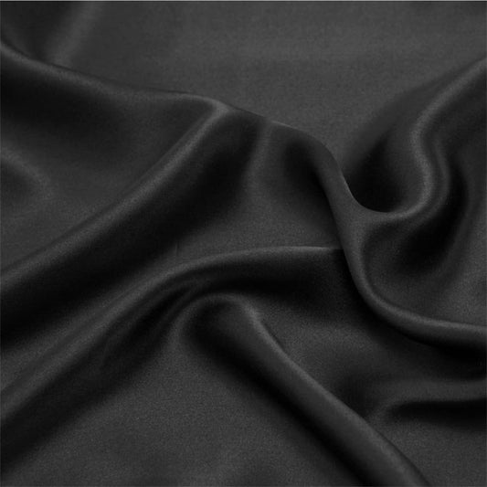 44'' Width 22 Momme 100% Pure Silk Fabric 6A Grade Natural Mulberry Blarmeuse Fabric for Sewing Pajamas,Pillowcase,Clothes DIY Crafts(Black,1Yd)