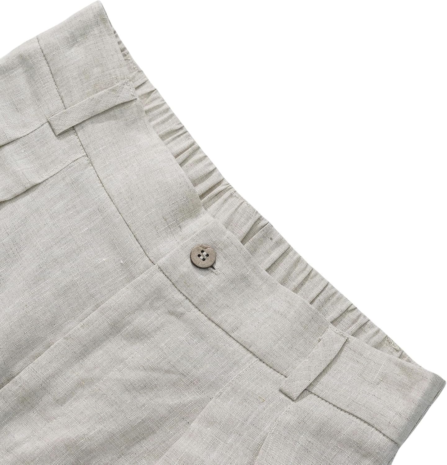 Women'S 100% Linen Summer High-Waisted Wide Leg Pants with Pockets