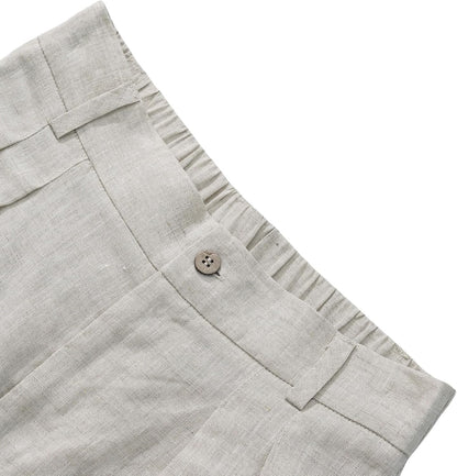 Women'S 100% Linen Summer High-Waisted Wide Leg Pants with Pockets