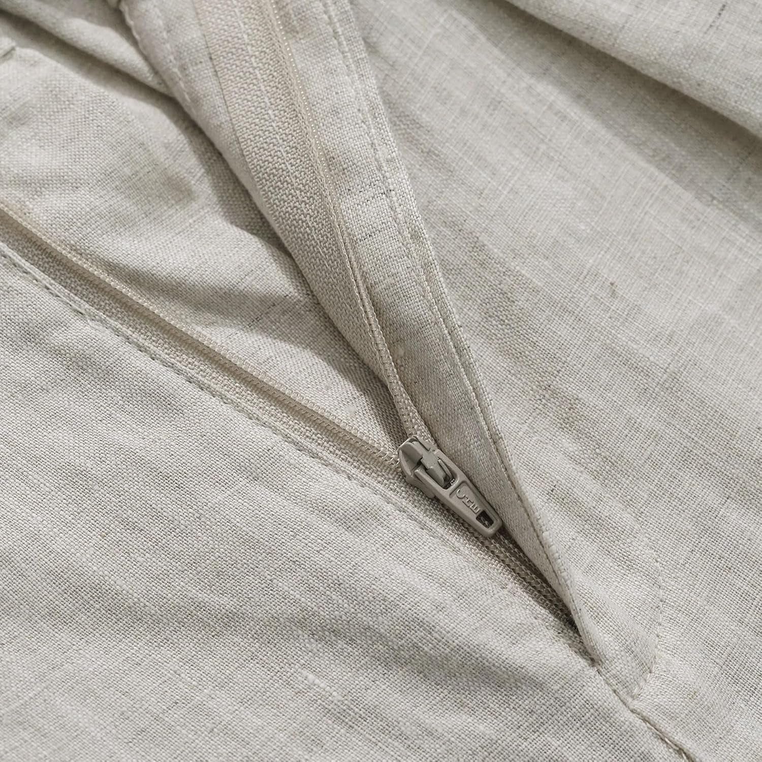 Women'S 100% Linen Summer High-Waisted Wide Leg Pants with Pockets