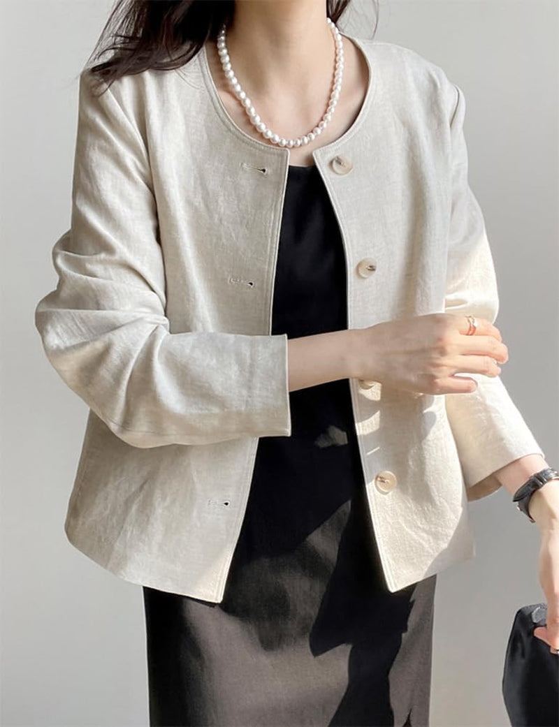 Womens Linen Jackets Spring Summer Lightweight Linen Blazer Cardigan Tops