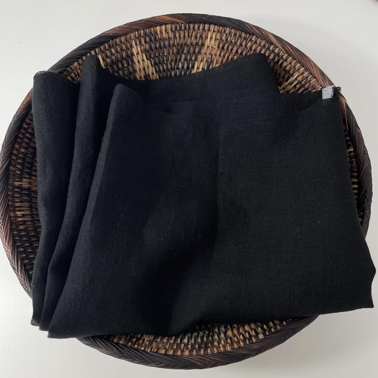 Black Lightweight High Twisted Linen Fabric | Versatile & Durable Material for Stylish Creations - Ideal for Sewing & Home Decor