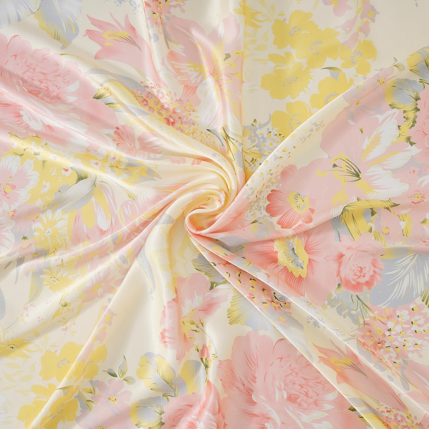 100% Pure Mulberry Silk Charmuse Floral Fabric 45 Wide for Bedding Dress by the Yard or by Half Yard (Sold by Half a Yard, 10)