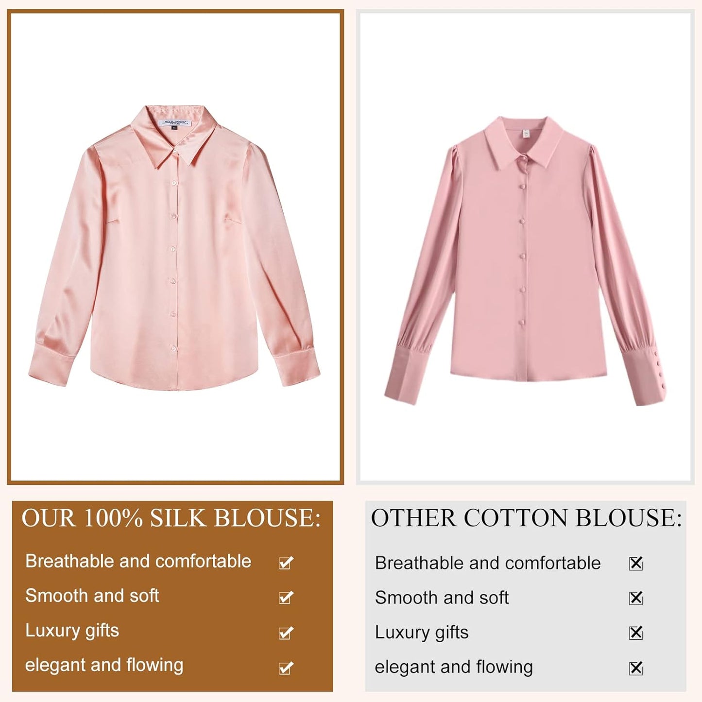 Silk Blouses for Women Elegant Tops Summer Spring Shirts Mulberry Silk Button down Shirt