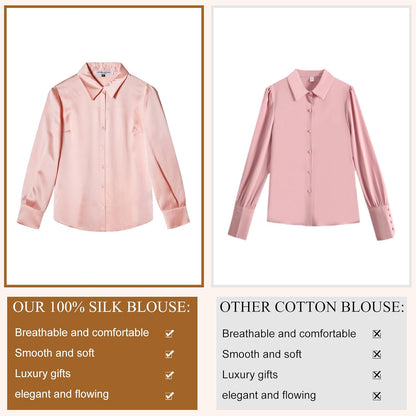 Silk Blouses for Women Elegant Tops Summer Spring Shirts Mulberry Silk Button down Shirt
