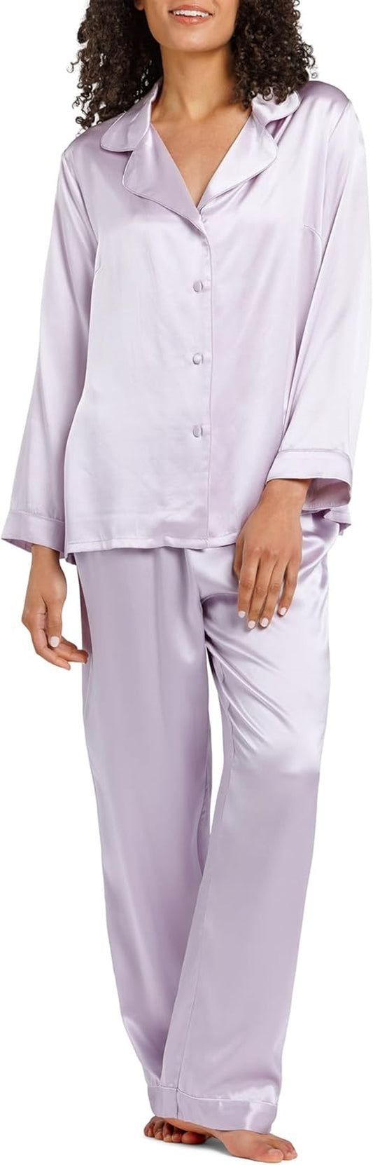 Women'S 100% Mulberry Silk Long Pajama Set with Gift Box