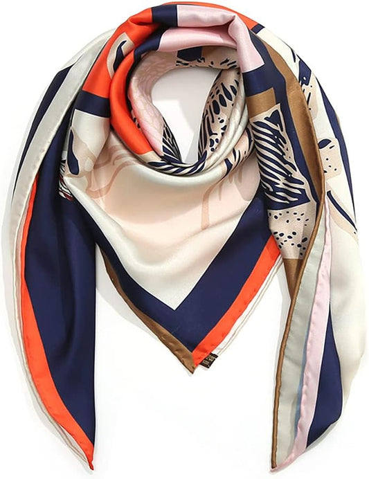 100% Pure Mulberry Silk Scarf 35" Large Square Lightweight Headscarf –Women’S Hair Wraps-With Gift Packed
